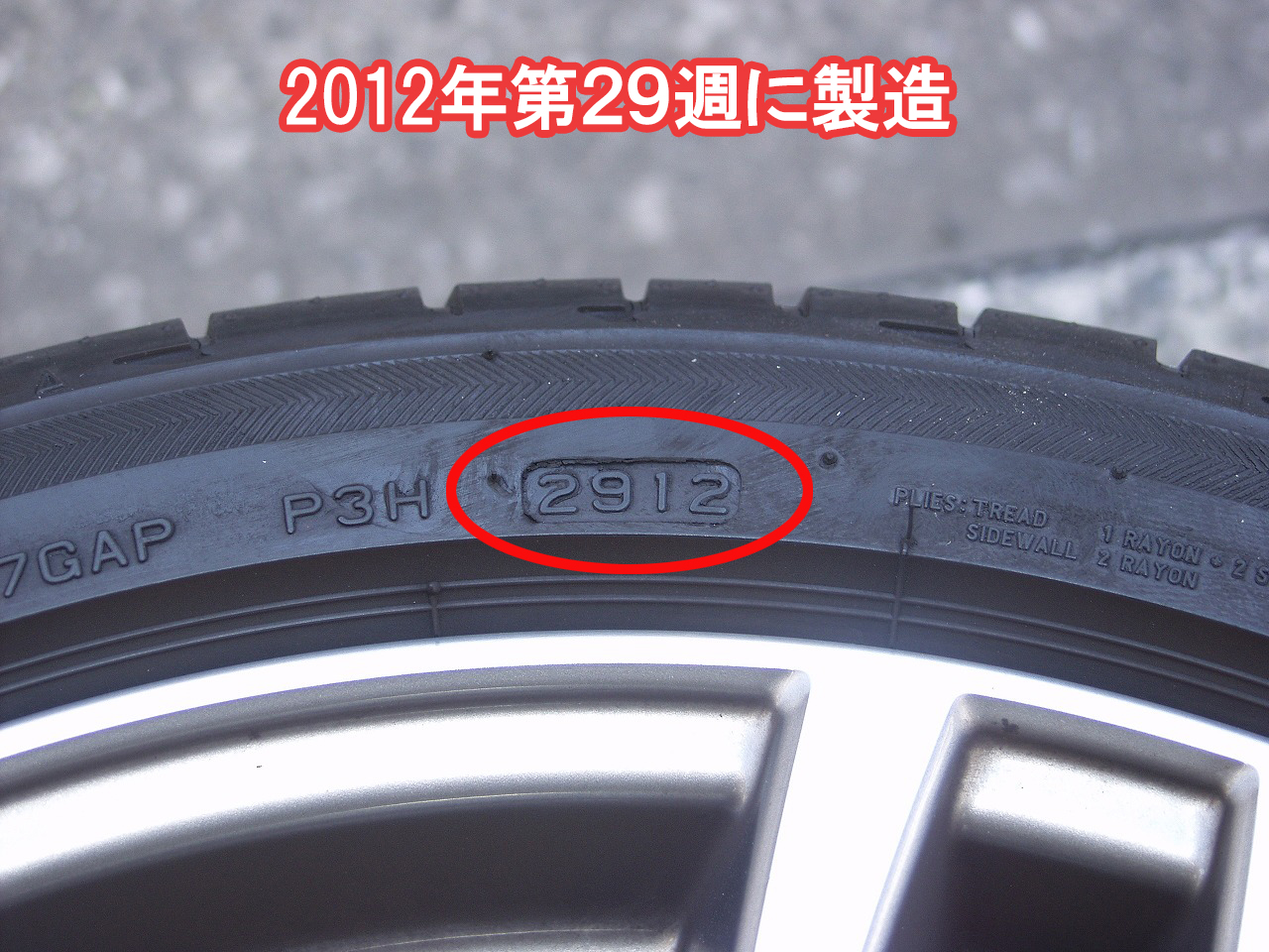 タイヤの製造年と製造週